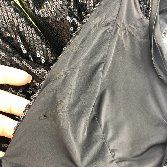 ARIEL SEQUIN BACKLESS GOWN DRESS Black Maxi Gown Large NWT *flaw* $345 - Picture 3 of 9